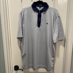 Men's “Stitch” Blue Striped Polo Shirt sz L